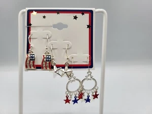 American Patriotic Independance Day 4th Of July Earring Set Party Favor - Picture 1 of 5