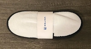 NEW! United Polaris Business Class Slippers - Terry Cloth White W/Black Trim - Picture 1 of 2