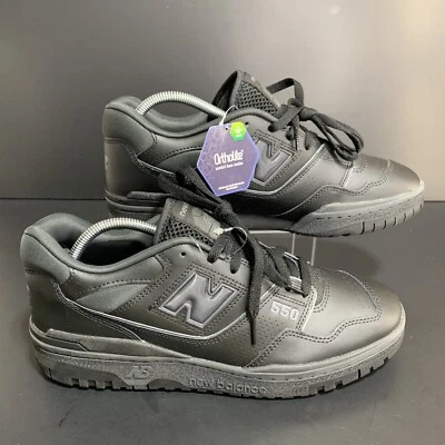 New Balance 550 Triple Black Low Top Leather Sneakers BB550BBB Men's Size 11 - Image 1 of 4