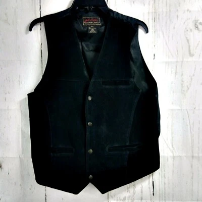 Chaleco de cuero negro John L Blair Personal Choice 4 botones a presión talla L      Foto 1 de 4