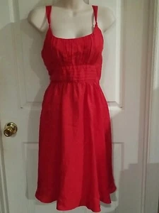 Moulinette Soeurs Anthropologie 100% Silk Red Dress Sz 8 Cumberbunt Waist - Picture 1 of 16
