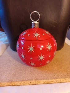 Red And Glitter Stars Candy Dish With Lid - Picture 1 of 4