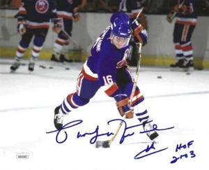 Foto autografiada 8x10 PAT LAFONTAINE "HOF 2003" New York Islanders testigo de JSA - Imagen 1 de 1