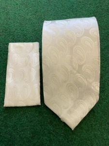 Cravatta Da Ciro Poliestere Oro Pallido Paisley Geometrica Uomo Cravatta con Fazzoletto - Foto 1 di 4