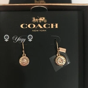 🐼💦 Coach F56417 🐼💦 Open Circle Stone Earring Rose Gold 🐼 D45o5 - Picture 1 of 5