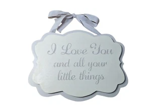 Hanging Wooden I Love You Plaque Grey And White Farmhouse Style VGC - Picture 1 of 4