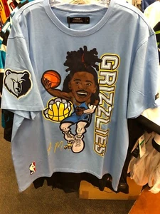 JON MORANT MEMPHIS GRIZILLIES   Caricature Series  Tee Shirt SKY BLUE MENS PRO-S - Picture 1 of 4
