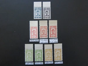 VIET MINH 1946 - President HO CHI MINH / Complete Set + Different Paper & Shade - Picture 1 of 2