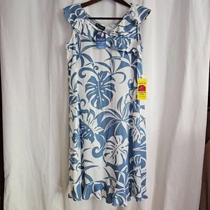 NWT Puanani Made in Hawaii Blue & White Rayon Ruffle Dress RJC since 1953 - Picture 1 of 10