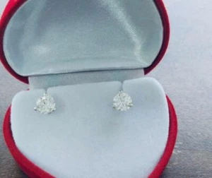 DIAMOND STUD MARTINI EARRINGS ROUND 2.03 CT 14K WHITE GOLD MARRIAGE WEDDING NIB - Picture 1 of 10