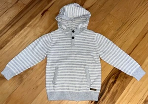 H&M BOYS GRAY STRIPED HOODED SWEATER SIZE 4-6 EXCELLENT COND LD5 - Picture 1 of 3