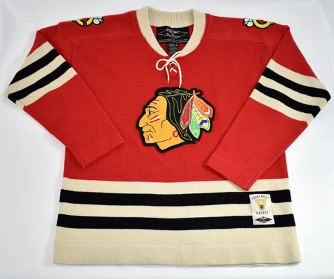 Reebok RBK Roger Edwards Sweater Jersey NHL Chicago Blackhawks Adult Medium Vtg Cover