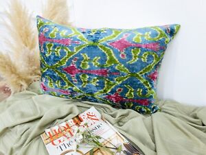 Lumbar Ikat Pillowcase, 16x24 in Cushion Cover, Luxury Pillow Cover, Cushioncase