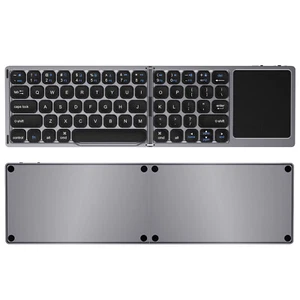 Rechargeable Foldable Bluetooth Keyboard with Touchpad for Android iOS Windows - Picture 1 of 16