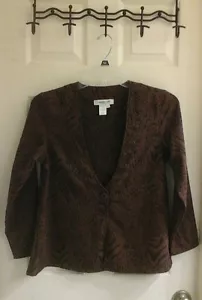 Coldwater Creek, brown blazer, women's size petite XS, polyester animal print - Picture 1 of 5