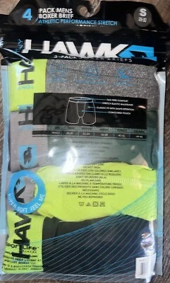 HAWK ~ 4-Pair Mens Boxer Brief Underwear Polyester Blend Stretch ~ S - Image 1 of 3