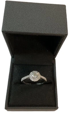 18ct White Gold Diamond Halo Ring With Certification Natural  0.50ct Centre - Image 1 of 4