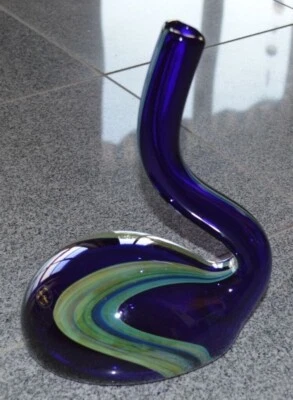 Tischvase "Handarbeit" Ahmed Foudad  "Kobaltblau mit Grün" - Bild 1 von 4