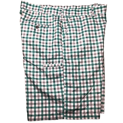 Pantalones Cortos Savane Para Hombre Talla 38 Verde Cuadros Frente Plano Chino Golf Exterior Preppy Foto 1 de 4