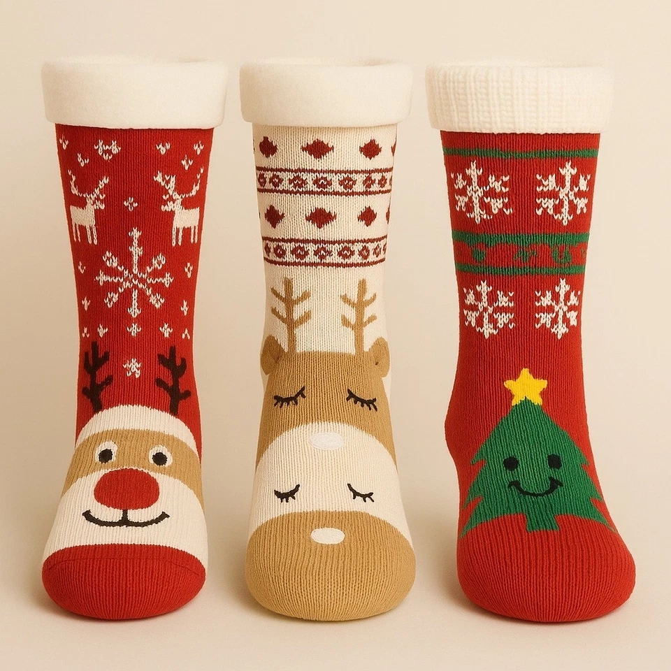 Calcetines de cama tejidos de Navidad con patrón DK solo suaves mullidos salón acogedores cálidos Foto 1 de 4