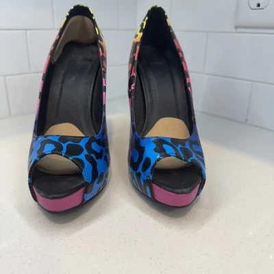 Torrid Colorful Leopard Print Women's Peep Toe Heels Size 9 - Image 1 of 4