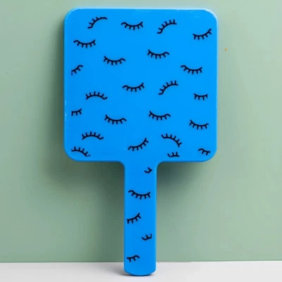 Espejo de maquillaje cuadrado de mano - Espejo de tocador de alta definición con mango de plástico Foto 1 de 4