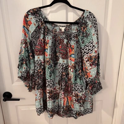 Top de mujer Cato talla grande 18/20 cachemira estampado calzoncillo fluido boho Foto 1 de 4