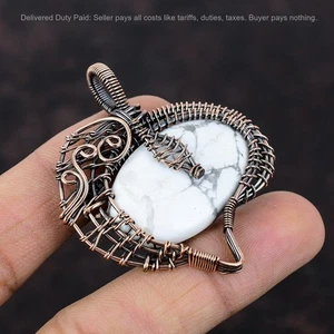 Venta de Navidad Howlita Piedra Alambre Envuelto Corona Chakra Colgante Joyería Cobre - Imagen 1 de 6