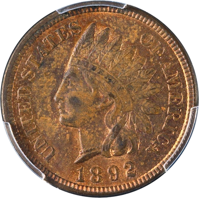1892 Indian Cent PCGS MS62 RB Nice Eye Appeal Strong Strike - Image 1 of 4
