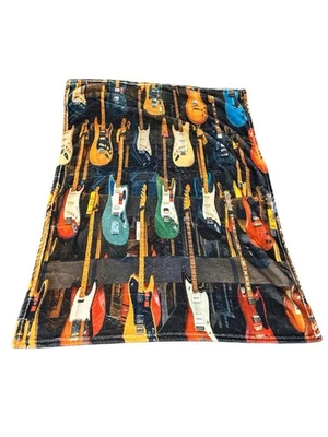 NEW small lap blanket throw approx. 38x30 inches toddlers kids music guitar - Image 1 of 2