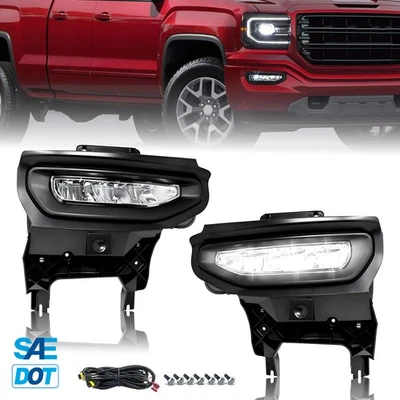 For GMC Sierra 1500 2016 2017 2018 LED Fog Lights Bumper Lamps w/Wiring+Bracket Foto 1 de 4