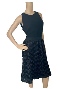 Carmen Marc Valvo Black Sleeveless 3D Petal Cocktail Dress Size 12 NWT $425 - Picture 1 of 12