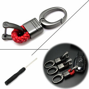 Red Braided Leather Strap Key Chain Gun Ring Key Fob Keychain for All Car Models