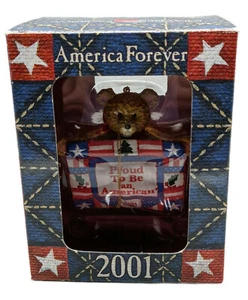 "2001 AMERICA FOREVER BEAR" Proud To Be An American Quilt American Greetings - Picture 1 of 12