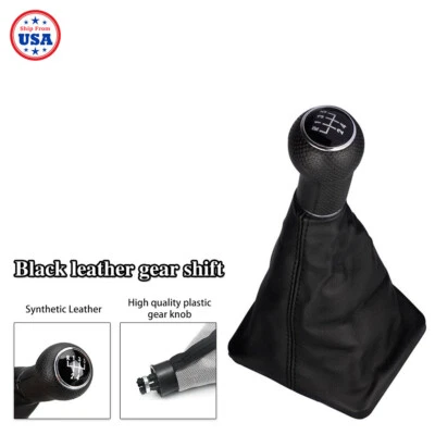 Fit 2002-2012 Volkswagen Jetta 5 Speed Black Gear Shift Knob Kit With Cover - Image 1 of 4