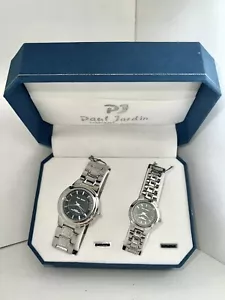 PAUL JARDIN STAINLESS COUPLE SET, QUARTZ, WATER RESISTANT, HIS & HERS WATCH SET - Picture 1 of 3