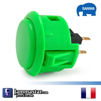 Boutons arcades originaux Sanwa Denshi OBSF-30 - Genuine Sanwa - Vert - Green