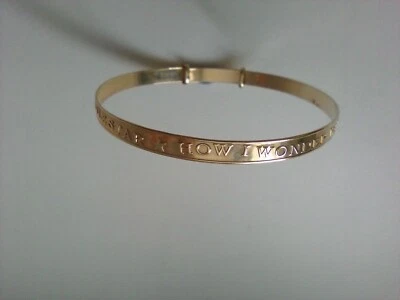 Gold Baby Child Bangle Expanding Solid 9 Carat Twinkle Little Star Yellow - Image 1 of 4