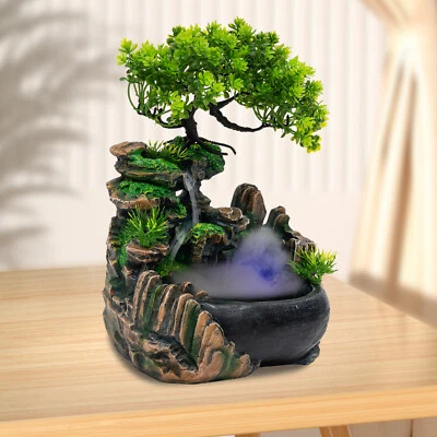 Fuente de escritorio de resina cascada rocallas bonsai decoración sala oficina Foto 1 de 4
