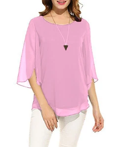 Light Pink Chiffon Fancy Top Top Party Casual Wear Women's Wear Tribal Dance C52 - Picture 1 of 1