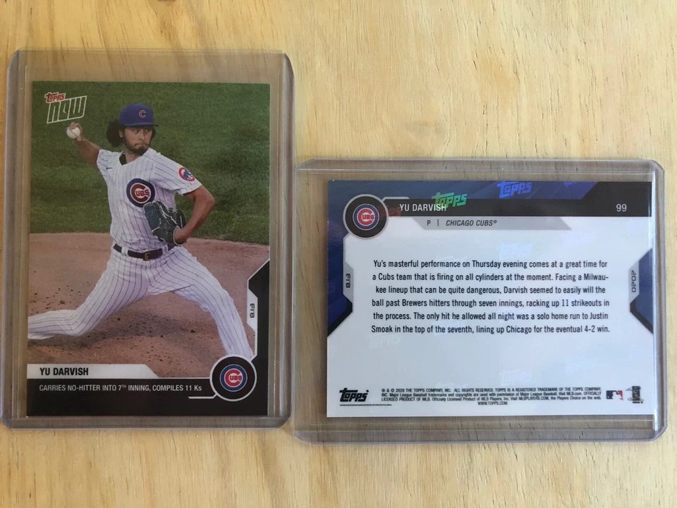 2020 Topps Now #99 - YU DARVISH Chicago Cubs - No-hitter to 7th - SP 519 MADE - Image 1 of 4
