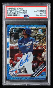 Orelvis Martinez Signed 2019 Bowman Chrome Prospects Blue Shimmer Refractors #BC
