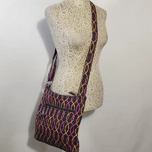 Vera Bradley Hipster Crossbody "Jazzy Blooms" Pockets Quilted Zip Closure Bag - Picture 1 of 15