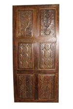 Reclaimed Antique Interior Door Artisan Carved Teak Wood Door Panel