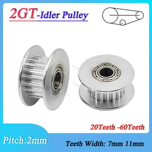 2GT 20-60Teeth Timing Belt Idler Pulley Pitch 2mm Width 7/11mm Toothed Tensioner - Picture 1 of 9