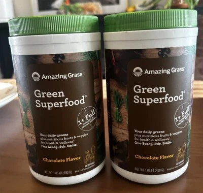 Increíble hierba verde superalimento bebida chocolate en polvo 60 porciones LOTE de 2 - LEER Foto 1 de 4