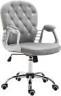 Grey Velvet Desk Chair Diamonds Tufted Ergonomic 360° Swivel Rocking Armchair Uk