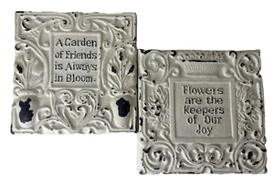 PAINTED TERRA COTTA GARDEN THEMED WALL PLAQUES: SET OF 2, Pre-Owned - Picture 1 of 4