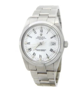 Herren Rolex Date 15000 Edelstahl Uhr Austernband weiß & schwarz römisches Zifferblatt - Bild 1 von 8