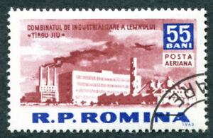 ROMANIA 1963 55b SG3000 used FG Socialist Achievements Târgu Jiu AIRMAIL #A05
